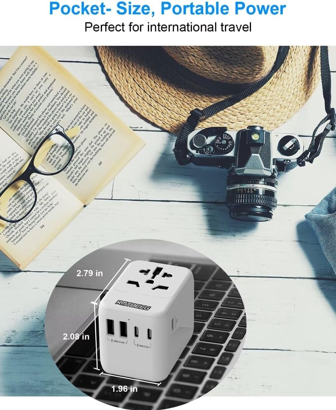 International Power Plug Adapter, Rmtbeeg Universal Travel Adapter with 3 USB-C and 2 USB-A Ports, All-in-One Worldwide Wall Charger for Europe UK EU AUS (Type C/G/A/I), Plug Adaptor Travel - Image 7