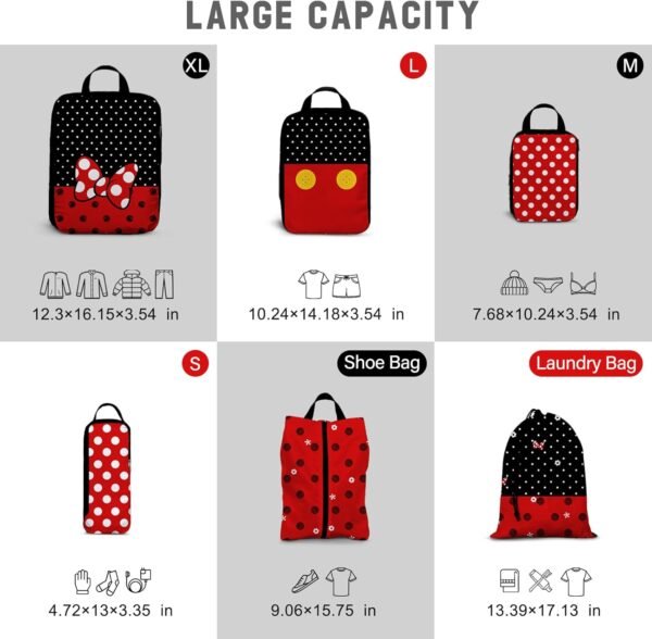 6 Set Compression Packing Cubes Compressed Storage Bags for Carry on Suitcases Packaging Luggage Bags Organizers for Travel - Image 2