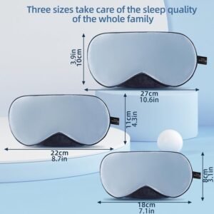 Sleep Mask, 1 Pack 100% Real Natural Pure Silk Eye Masks with Elastic Adjusting Strap, Mulberry Silk Eye Sleep Shade Cover for 3 Sizes (Large 10.6”x4”)