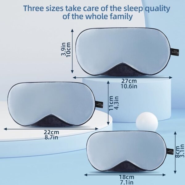 Sleep Mask, 1 Pack 100% Real Natural Pure Silk Eye Masks with Elastic Adjusting Strap, Mulberry Silk Eye Sleep Shade Cover for 3 Sizes (Large 10.6''x4'') - Image 2