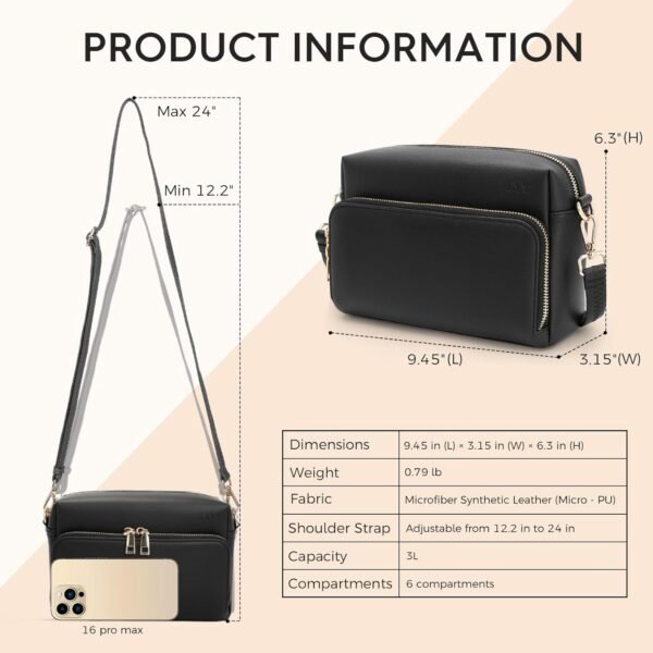 FYY Small Crossbody Bags for Women Vegan Leather Crossbody Purses for Women Travel with Adjustable Shoulder Strap - Image 2