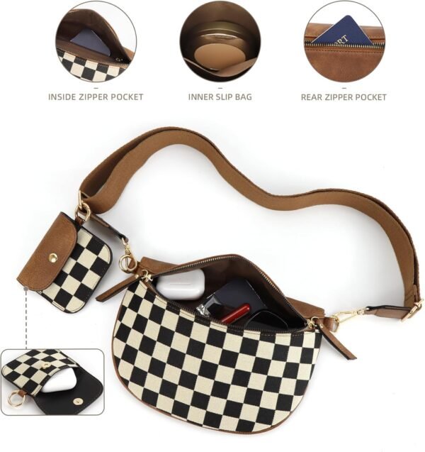 Bum Bags for Women Crossbody Fanny Packs PU Leather Cross Body Bum Purse Belt Bag Bumbags for Work Shopping Daily - Image 3
