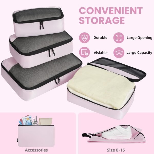 BAGAIL 8 Set/9 Set Packing Cubes Luggage Packing Organizer for Travel, Suitcase Packing Bags for Travel Accessories - Image 5