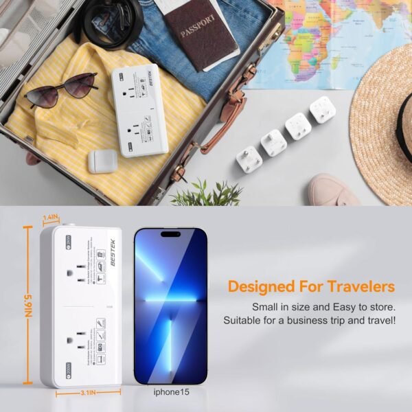 BESTEK 220v to 110v Voltage Converter US to Europe: 2000W Travel Voltage Converter for Hair Dryer & 200W Convert 220V to 110V for Curling Iron, Straightener - Image 8