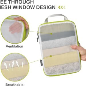 Cipway Mesh Compression Packing Cubes, Ultralight See Through Luggage Organizer Bags, Travel Essentials for Carry on Suitcase（3 Pcs,White）