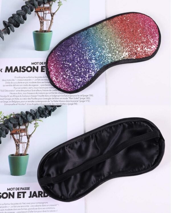 Glitter Rainbow Sequin Sleeping Eye Mask Cover Cute Blindfold Soft Silky Sleep Aid Eyeshade for Women Girls Kids Traveling - Image 3