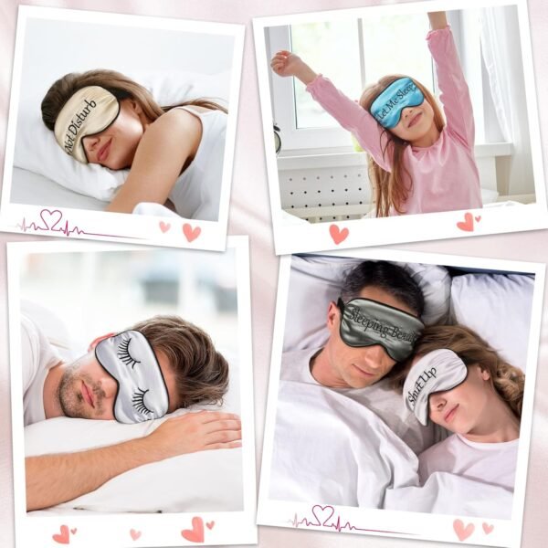 8 Pieces Sleep Mask Silk Eye Mask with Adjustable Strap Soft Blackout Blindfold Eye Cover for Women Men Full Night's Sleep, Travel, Nap, Meditation(Elegant Colors) - Image 5