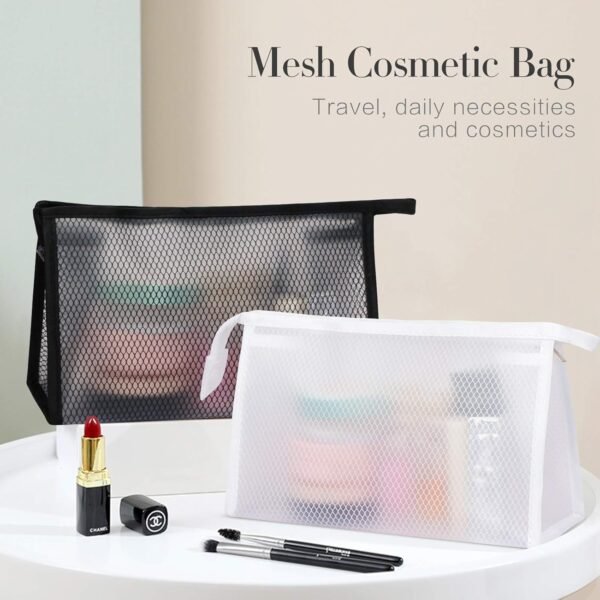 Travel Cosmetic Bag, Toiletry Bag for Women men, [2 Pack] Lightweight Travel Organizer Makeup Bag Classic Portable Waterproof Toiletries Kit Organizer Pouch with Zippered,-Black+White - Image 5