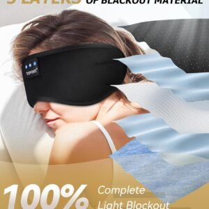 TOPOINT Sleep Mask with Headphones Bluetooth 5.4 Wireless, Sleep Headphones Earphones Earbuds with Microphone HD Speakers Music, Blackout Eye Mask for Sleeping Travel Meditation Men Women Cool Gadgets