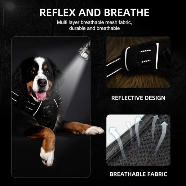 AirTag Dog Harness, Integrated Dog Vest with 100% Waterproof Air Tag Holder, No-Pull No-Choke Reflective Dog Vest Harness with Apple Air Tag Case for Small Medium Large Dogs (Black, S) - Image 5