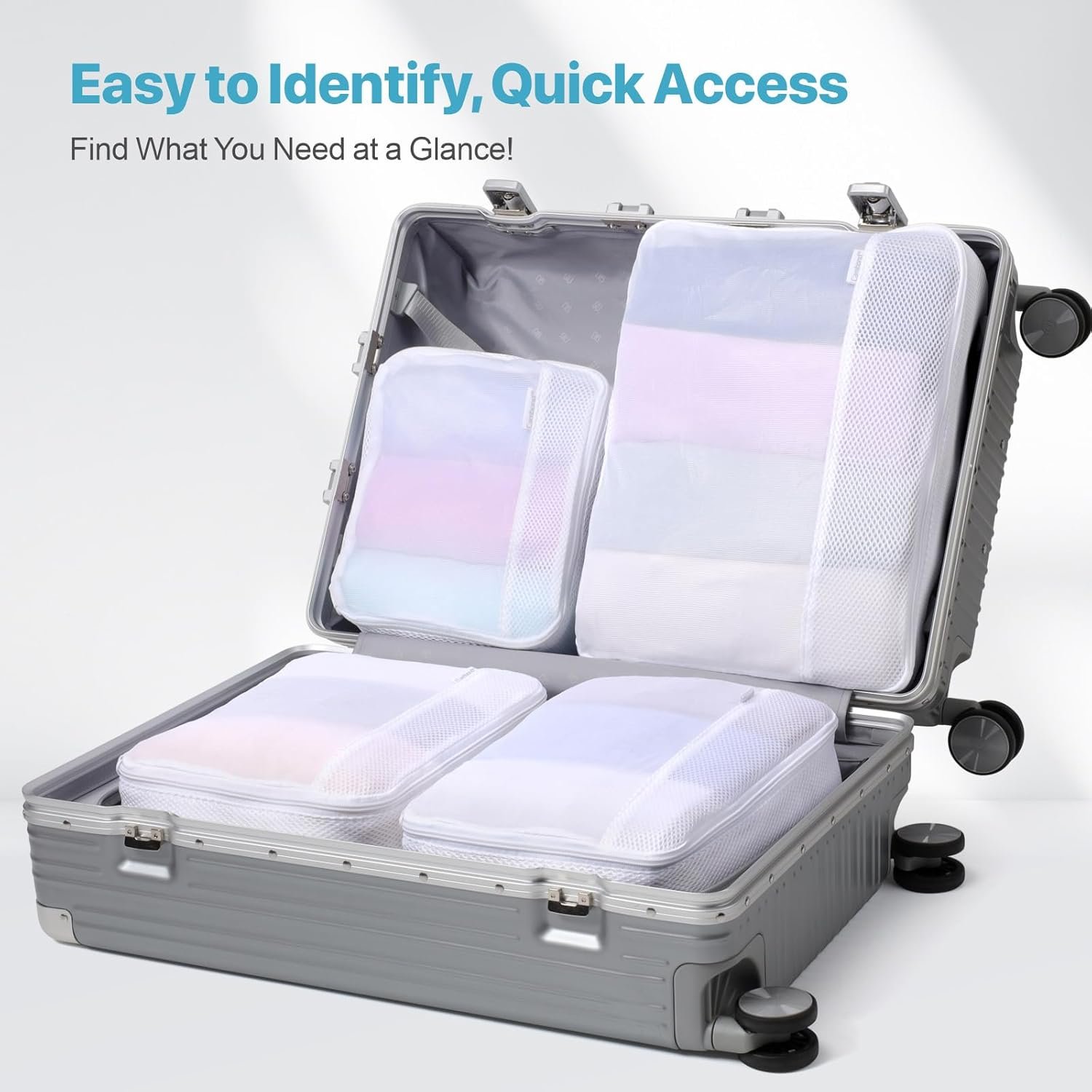 Cambond Dual-Use Mesh Packing Cubes Laundry Bag - See Through Packing Cubes for Travel, Lightweight Machine Washable Mesh Laundry Bags Wash Bags with Handle, Travel Bags Luggage Suitcase Organizer - Image 3