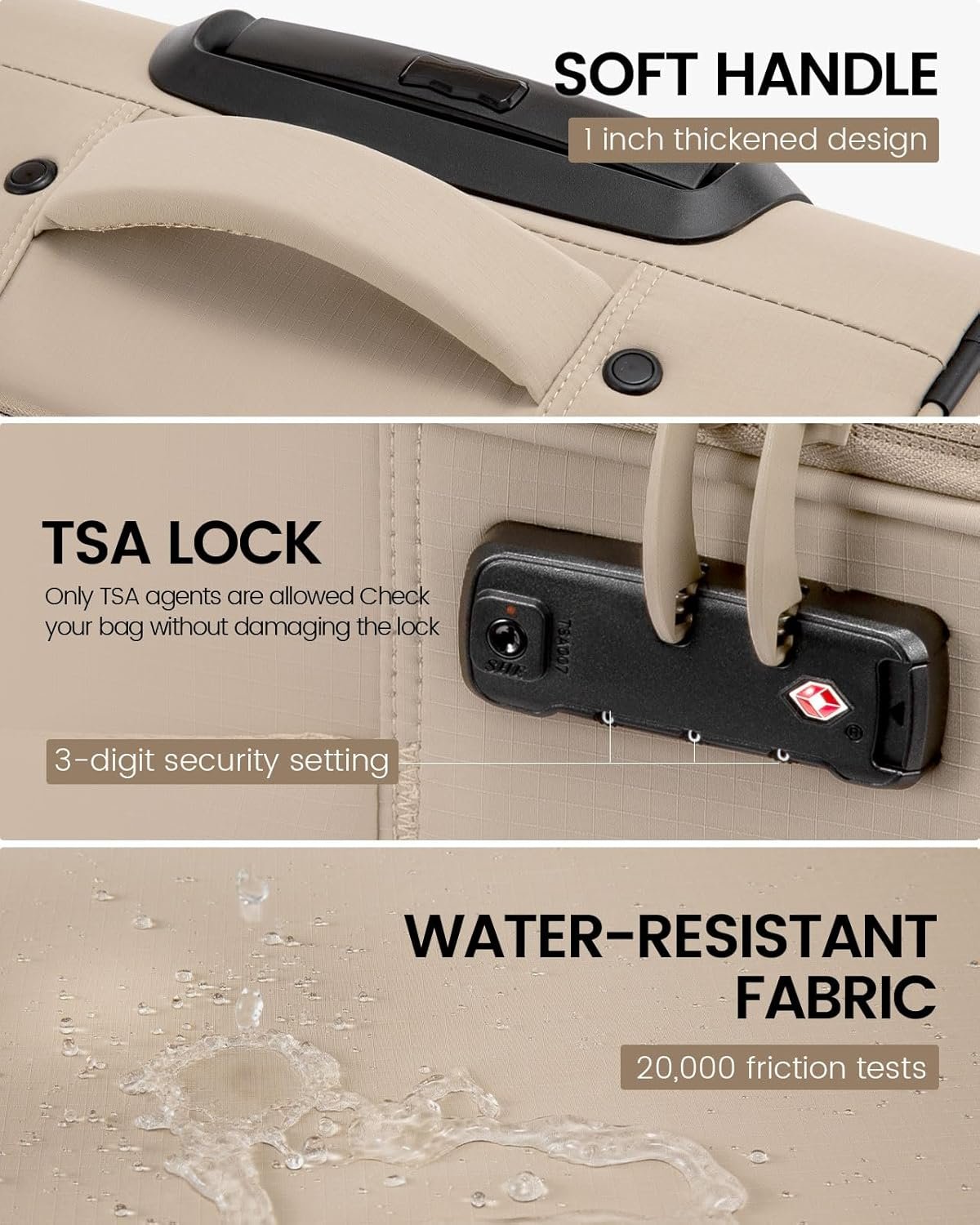 LOVEVOOK Carry On Luggage 22x14x9 Airline Approved, 22 Inch Softside Suitcases with Spinner Wheels, Lightweight Carry-on Suitcase with TSA Lock for Women Men, Large Luggage for Travel Business Trip - Image 7