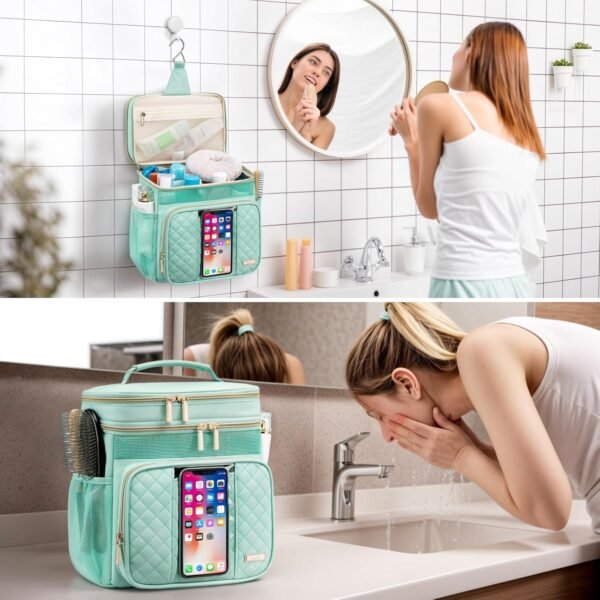 Large Toiletry Bag for Women Men,Bathroom Bag,Water Resistant Portable Shower Caddy for College Dorm,Hanging Toiletry Bags for Traveling,Gym Camping Cruise Ship Travel Essentials Shower Bag - Image 8