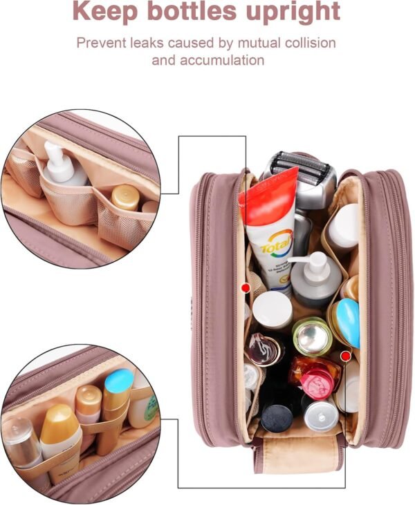 Toiletry Bag for Men & Women, Cruise Ship Travel Essentials, Shaving Dopp Kit with Dry and Wet Separation, Water-resistant Bathroom Cosmetic Organizer Bag, Makeup Accessories, Dark Purple - Image 5