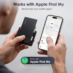 Wallet Tracker Card Air-Tag (iOS Only) – Work with Apple Find My, Bluetooth Tracker Smart Card Wallet Finder, 0.08in Slim, IP68 Waterproof, Item Locator for Luggage Tags, Passports, Purse