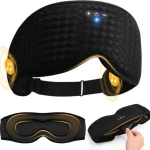 3D Contoured Sleep Mask with Bluetooth Headphones, Adjustable Blackout Sleeping Mask, Easy Installation Sleeping Headphones with Ultra-Thin Stereo Speakers for Men, Women