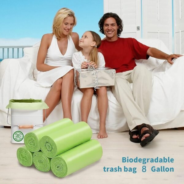 Biodegradable Trash Bags - 13 Gallon Durable Garbage Bag [100 Count], Perfect for Tall Trash Cans Green Thicken Recycling Bin Bags for Kitchen, Bathroom, Camping, Office, Car - Image 6