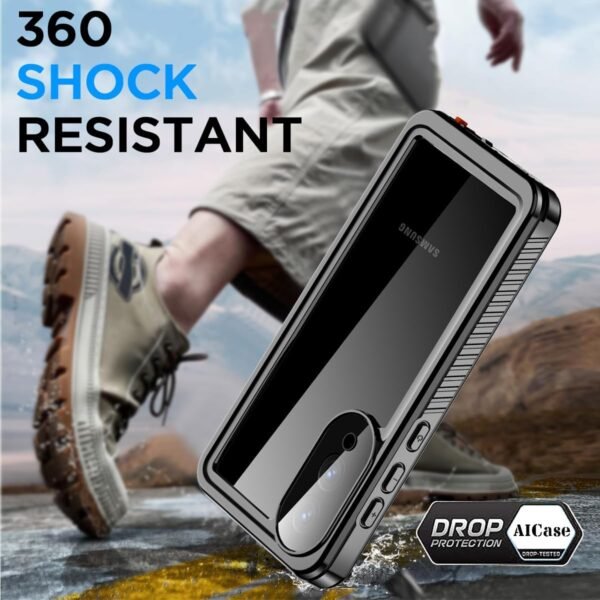 AICase for Samsung Galaxy S25 Edge Case Waterproof, Clear Water Proof Shockproof Snowproof Dustproof Full Body Rugged Transparent Underwater Phone Case with Lanyard Built-in Screen Protector - Image 7