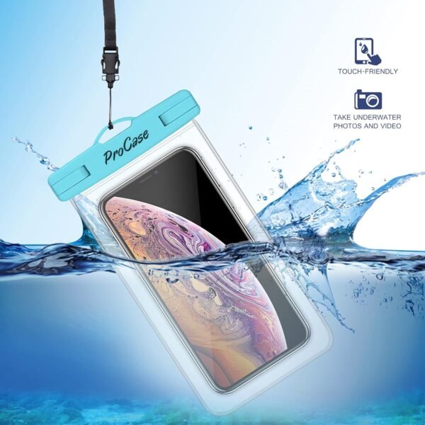 ProCase Waterproof Phone Pouch for iPhone 16 15 14 13 12 11 Pro Plus Max Mini Xs XR X 8 7 Galaxy S23 S22 S21 Ultra Note, Blue Green Pink Yellow | 4 Pack, Dry Bag, Underwater Case, up to 7" - Image 6