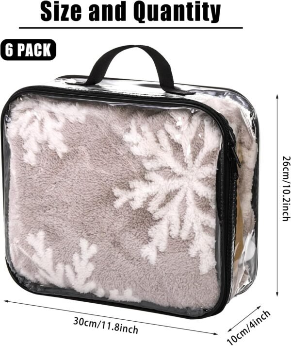 Fasmov 6 Pack Large Clear Travel Packing Cube, See-Through PVC Organizer, Vinyl Zippered Storage Bags Multipurpose Pouch with Handle for Suitcase Pants, Cashmere, Sweaters Shirts Dress Storage - Image 2