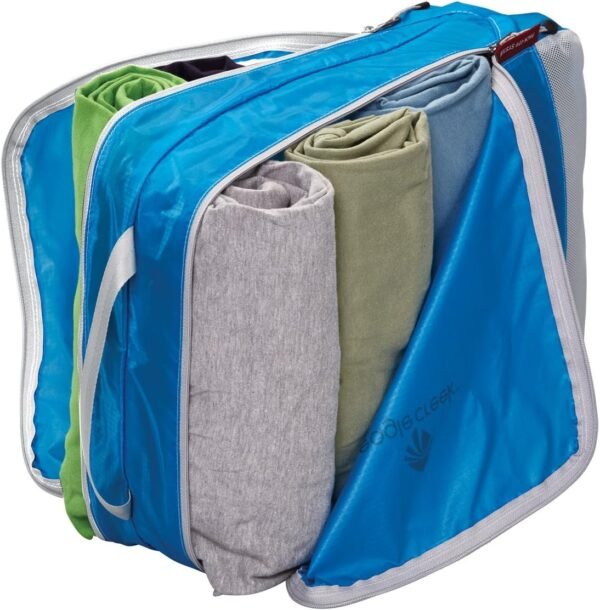 Eagle Creek Pack-It Clean/Dirty Packing Cubes for Travel - Durable Lightweight Dual Compartment Suitcase Organizer for Clean & Dirty Clothes, Brilliant Blue - Medium - Image 3