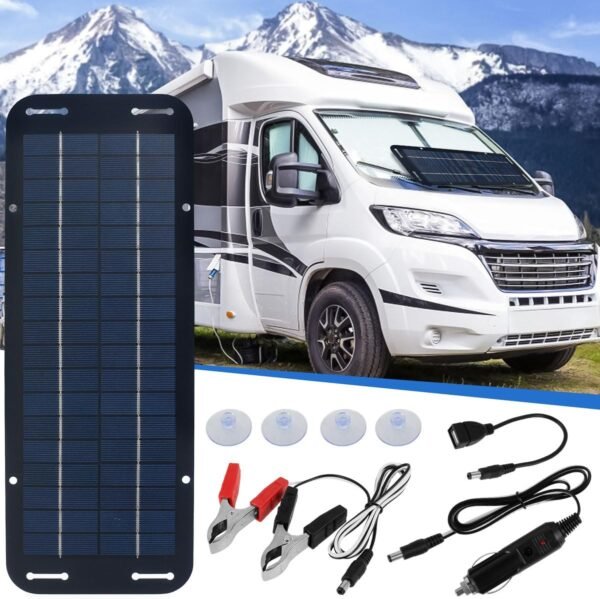 Solar Panel Kit - 12V Solar Trickle Charger, IP65 Portable Solar Powered Charger Kit with 4 Suction Cups, High-Efficiency Car Battery Charger Maintainer for Car RV Boat Motorcycle