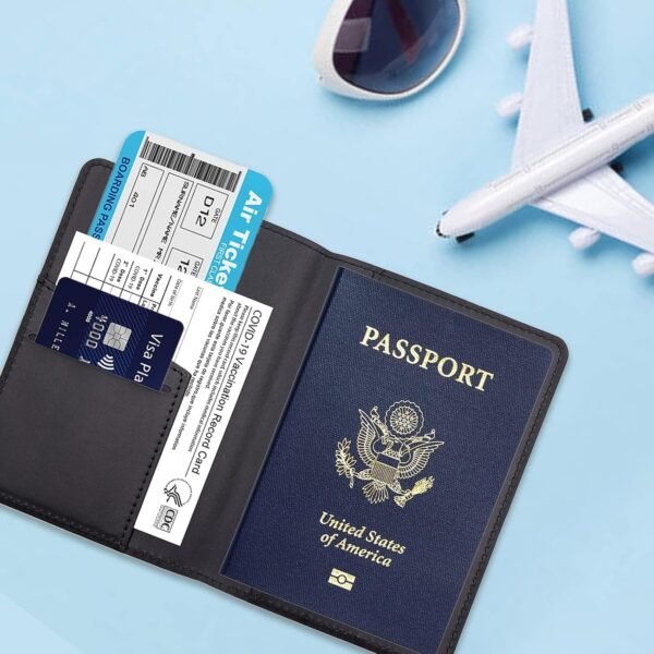 Deziliao Passport Holder,Passport Holder Card Slots, Passport and Vaccine Card Holder Combo, Cute Passport cover for Women and Men, with Waterproof Rfid Blocking, Passport Travel Wallet(Black) - Image 5