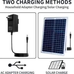 14 Inch Portable Rechargeable Table Fan with Solar Panel Powered and AC Charger Dual Input for Household, Camping, Fishing Outdoors