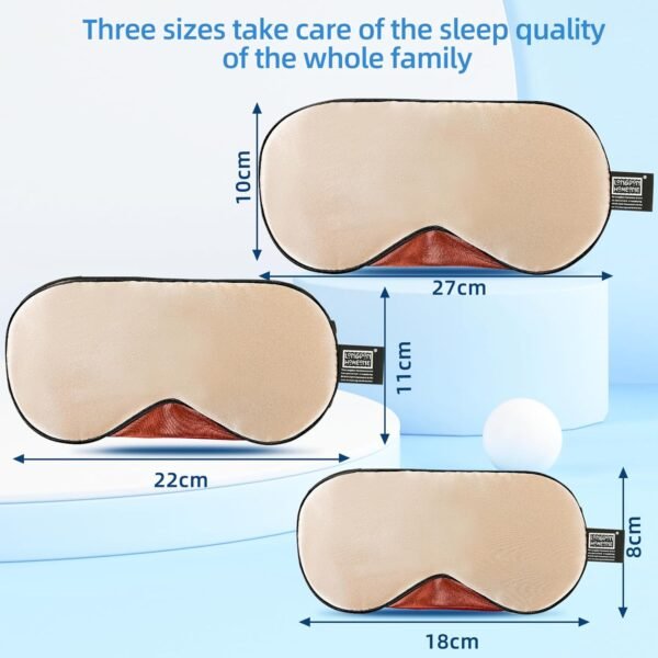 Sleep Mask, 1 Pack 100% Real Natural Pure Silk Eye Masks with Elastic Adjusting Strap, Mulberry Silk Eye Sleep Shade Cover for 3 Sizes (Gold, Large 10.6''x4'') - Image 2