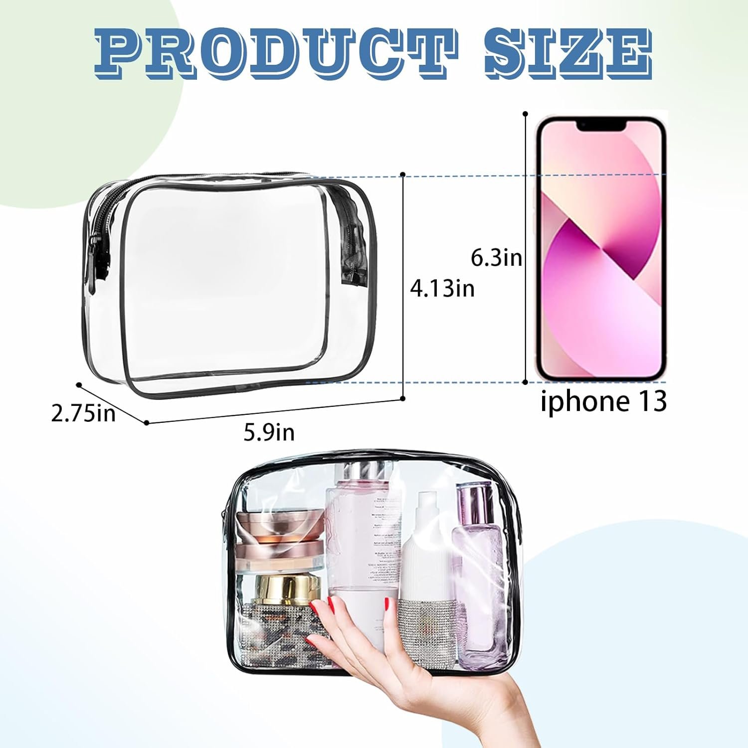 16 Pieces Clear Makeup Bags Bulk, TSA Approved Toiletry Bag for Travel, PVC Waterproof Travel Small Pouches Clear Pouch with Zipper for Men and Women Carry-on Travel Essentials Cosmetic Bags (Black) - Image 2