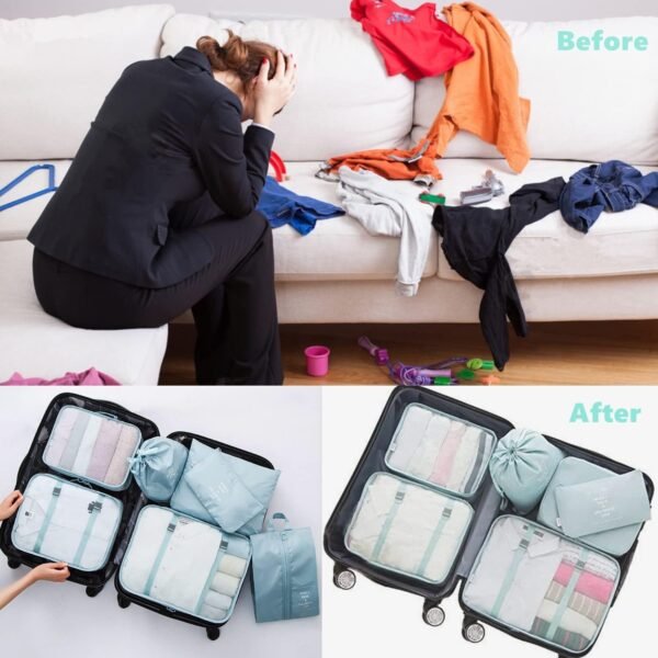 7 Pack Packing Cubes for Suitcases, Luggage Organizers, Carry On Organizer Set, Storage Bags, Compression Cubes for Travel Accessories (Sky Blue) - Image 5