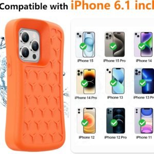 SPIDERCASE Floating Phone Case for iPhone 15/15 Pro/14/14 Pro/13/13 Pro/12/12 Pro [20FT Military Dropproof] with Waterproof Dry Bags and Lanyard EVA Foam iPhone Floating Case 6.1”, Orange