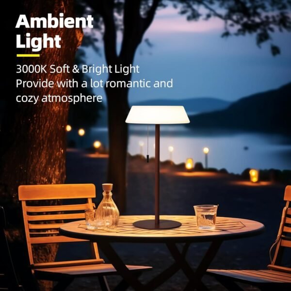 Solar LED Outdoor Table Lamp Waterproof, 3 Level Dimmable Desk Night Light, Portable Cordless USB Rechargeable, for Home/Deck/Patio/Garden (Bronze) - Image 2