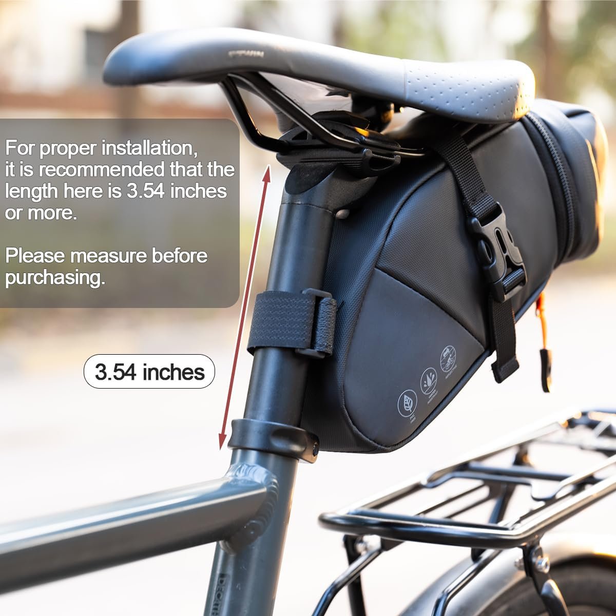 Bike Seat Bag, Expandable Bicycle Saddle Bag Under Seat, Waterproof Cycling Seat Pack for Mountain Road Bikes and Commuter, 1.5-2L - Image 7