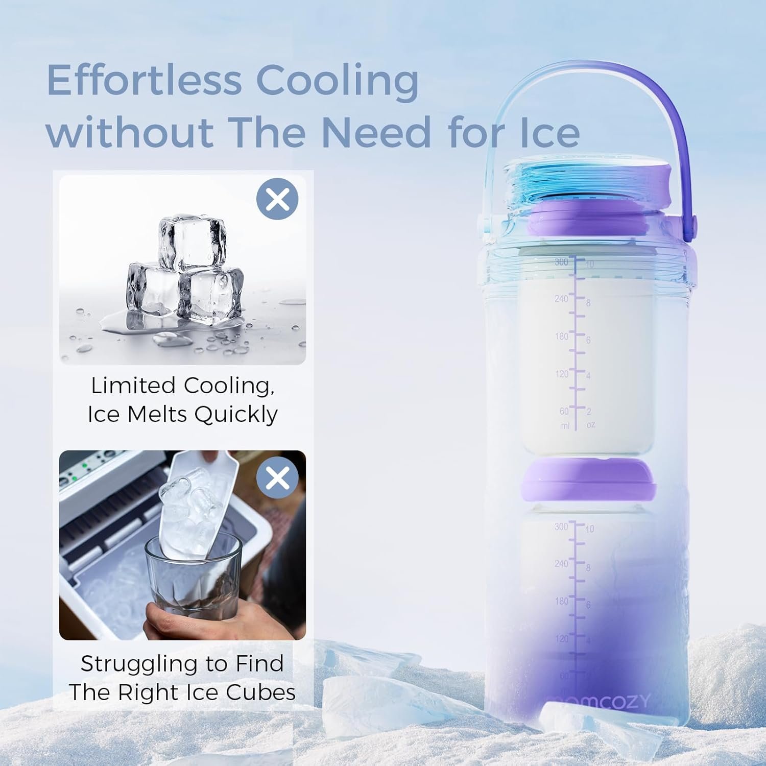 Momcozy 22oz Portable Breast Milk Cooler for Outdoor, Life Saver with 360° Total Cooling for 24 Hours, Larger Capacity Travel Breastmilk Chiller with 2pcs Baby Bottles for Breastmilk Storage, Purple - Image 7