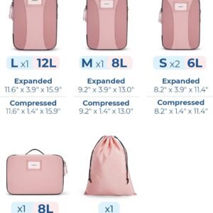 BAGSMART Compression Packing Cubes, 6 PCS Packing Cubes for Suitcases, Travel Bags Organizer for Luggage, Lightweight Packing Cube for Travel Essentials