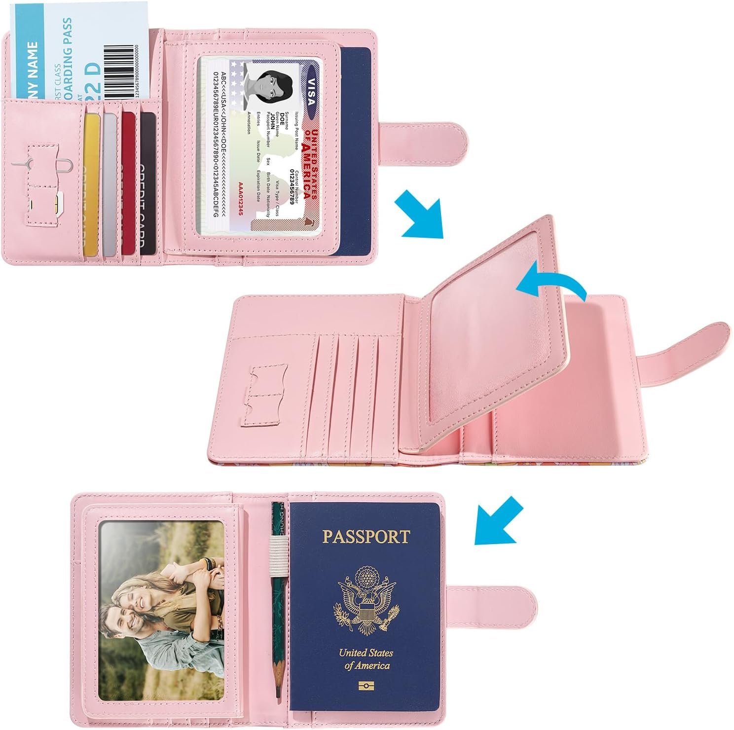 passport holder, passport cover, vaccine card holder, waterproof leather travel wallet with rfid blocking for men/women - Image 3