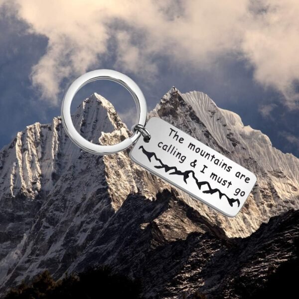 Mountain Hiking Keychain The Mountains are Calling & I Must Go Keychain Traveling Gift - Image 4