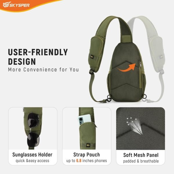 SKYSPER Sling Bag RFID Cross Body Bag Recycled Crossbody Backpack Travel Daypack - Image 5