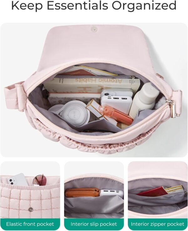 BAGSMART Lightweight Crossbody Bags for Women, Quilted Puffer Cross body Purse with Adjustable Strap - Image 4