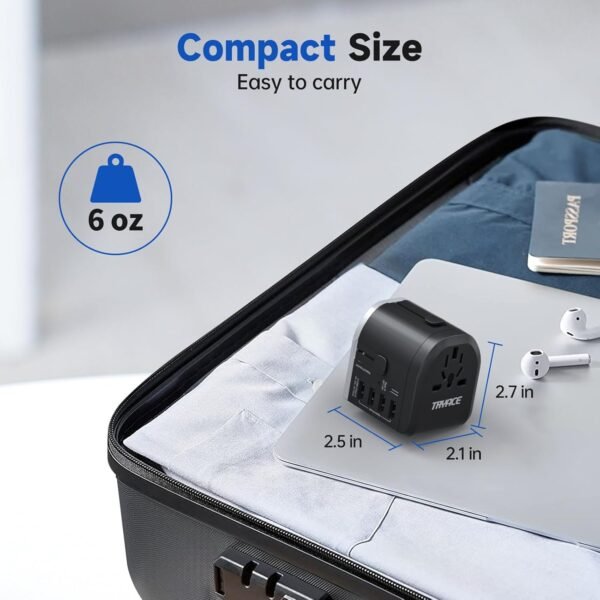 Universal Travel Adapter, International Power Adapter, 4 USB-C & 1 USB-A Fast Charging Travel Charger, All in One Worldwide Travel Plug Adapter, Outlet Adapter for Europe EU UK USA AU - Image 6