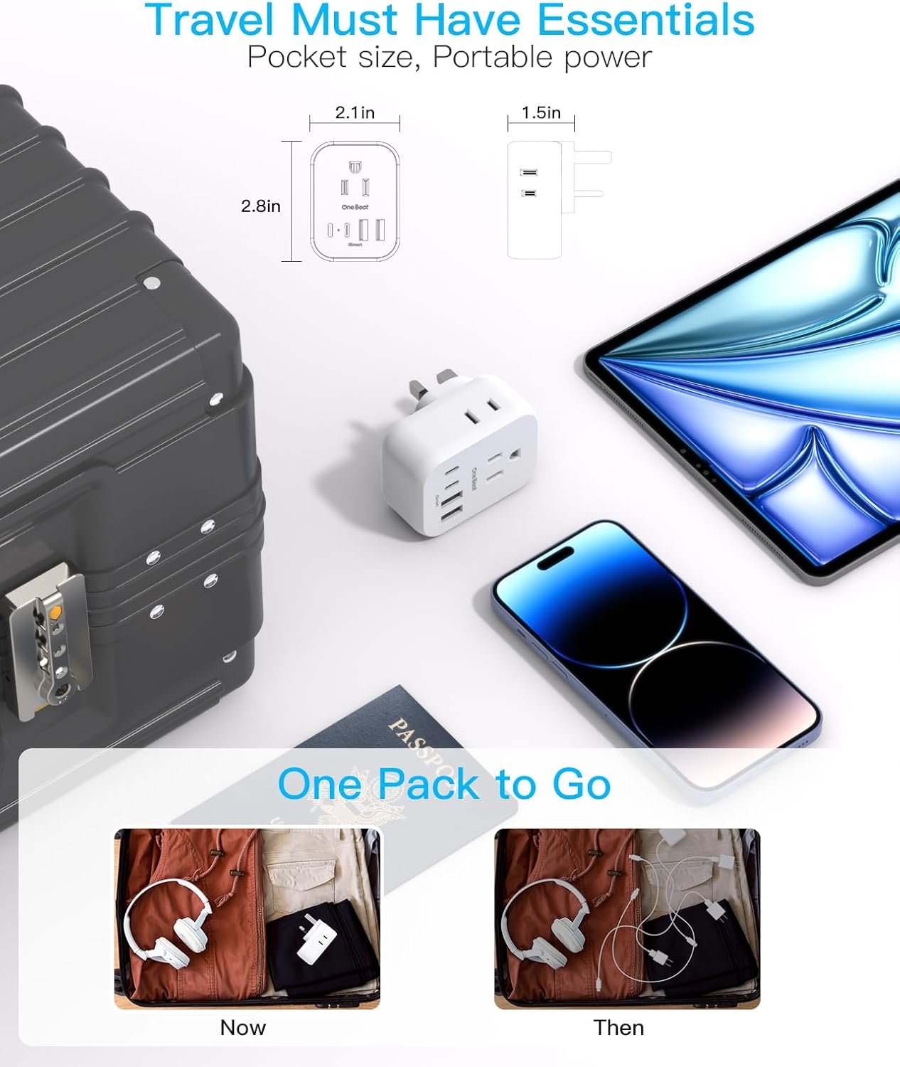 2 Pack PD 20W US to UK Ireland Travel Plug Adapter, Type G Power Adapter with 4 AC Outlets and 4 USB Ports (2 USB C), Travel Essentials for USA to Dubai Scotland British London England Hong Kong Irish - Image 5