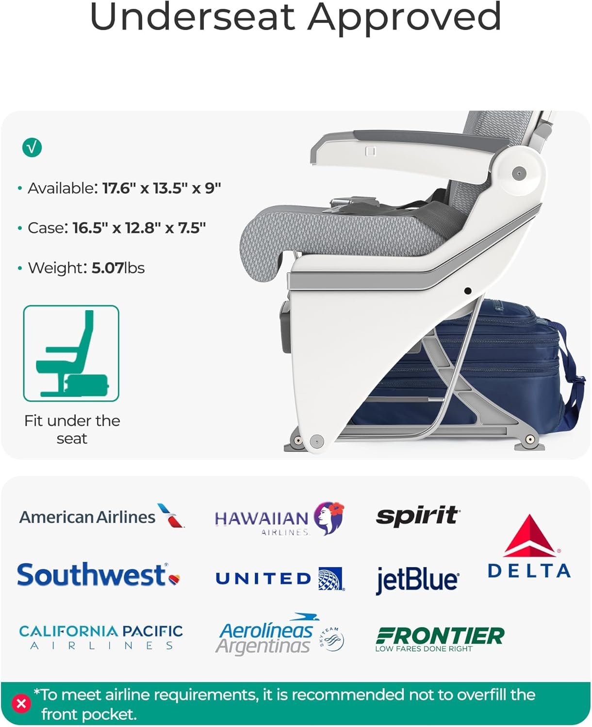 BAGSMART Carry on Luggage with Wheels, 16-inch Underseat Travel Suitcase Airline approved, Lightweight Softside Carry-on Luggage for Airplanes Women Overnight Rolling Bags for Short Trip, Navy Blue - Image 3