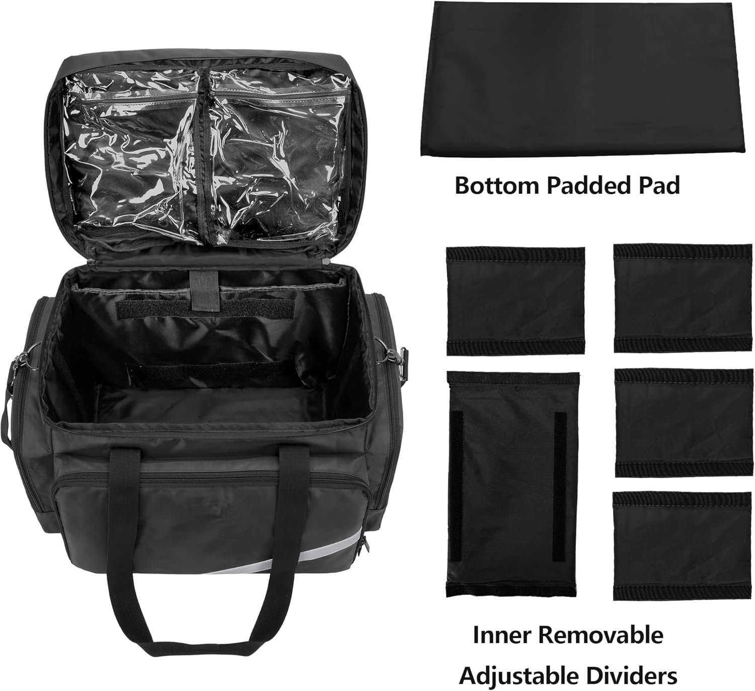 Trunab Rolling Medical Bag with Detachable Trolley, Nurse Rolling Bag with Removable Dividers 15.6” Laptop Sleeve, First Aid Responder Bag Empty for Home Health Nurses, Doctors, EMT, EMS - Image 3