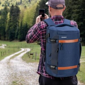 42L Travel Backpack with 4 Packing Cubes, TSA Friendly Flight Approved Carry-On Bag with USB Charging Port, Water-Resistant Weekender Business Backpack for Men Women, Fits 17.3″ Laptop(Blue)