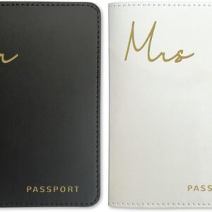 HubbyWifeyGifts Mr and Mrs Passport Holder Set,Passport Holder for Travel,Honeymoon Travel Essentials, Gifts for Honeymoon、Newlyweds、Wedding