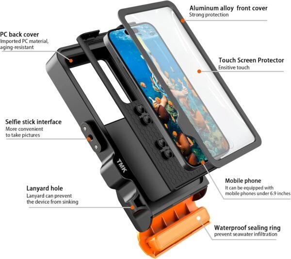 Universal Waterproof Phone Case with Underwater Touch Screen for Snorkeling, IP68 Professional Diving Underwater[50ft/15m] Case for iPhone 15 14 13 12 11 Pro Max Plus XS XR (Black, 4th Generation) - Image 3