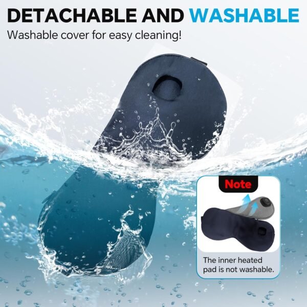 Heated Sleep Mask for Dry Eyes Relief, Rechargeable Warm Compress with 3 Heat Settings, Washable Cover, Cordless Design for Travel & Night Use - Image 5