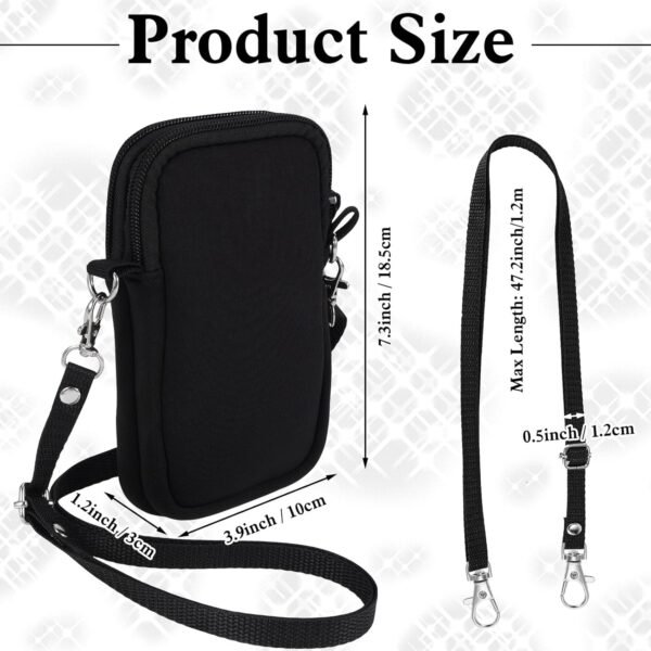 Phone Sock 2 Layers,Waterproof Neoprene Pouch with Strap, Universal Shock & Impact Resistant Bag for Smartphone, Compact Phone Sleeve Case fit to 7" for Travel Hiking, Gift for Men Women, Black - Image 7