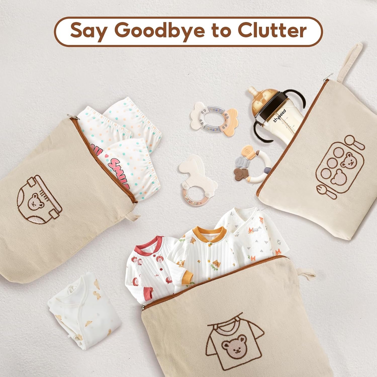 7PCs Diaper Bag Organizer Pouches for Baby Kids Travel Essential Storage, Large Waterproof and Zipped Baby Packing Cubes - Image 6